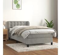vidaXL Giroletto a Molle con Materasso Grigio Chiaro 90x190 cm Velluto