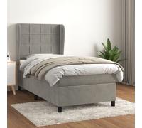 vidaXL Giroletto a Molle con Materasso Grigio Chiaro 90x190 cm Velluto