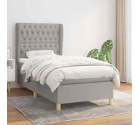 vidaXL Giroletto a Molle con Materasso Grigio Chiaro 90x200 cm Tessuto