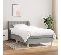 vidaXL Giroletto a Molle con Materasso Grigio Chiaro 90x200 cm Tessuto
