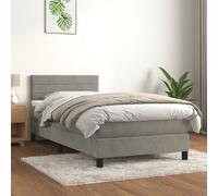 vidaXL Giroletto a Molle con Materasso Grigio Chiaro 90x200 cm Velluto