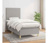 vidaXL Giroletto a Molle con Materasso Grigio Chiaro100x200 cm Tessuto