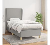vidaXL Giroletto a Molle con Materasso Grigio Chiaro100x200 cm Tessuto