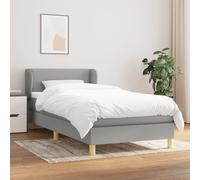 vidaXL Giroletto a Molle con Materasso Grigio Chiaro100x200 cm Tessuto