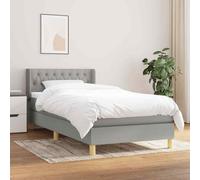 vidaXL Giroletto a Molle con Materasso Grigio Chiaro100x200 cm Tessuto