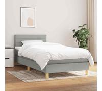 vidaXL Giroletto a Molle con Materasso Grigio Chiaro100x200 cm Tessuto