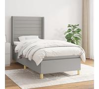 vidaXL Giroletto a Molle con Materasso Grigio Chiaro100x200 cm Tessuto