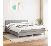vidaXL Giroletto a Molle con Materasso Grigio Chiaro160x200 cm Tessuto