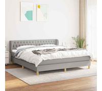 vidaXL Giroletto a Molle con Materasso Grigio Chiaro180x200 cm Tessuto