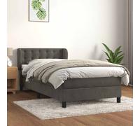 vidaXL Giroletto a Molle con Materasso Grigio Scuro 100x200 cm Velluto