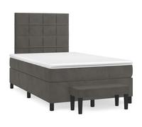 vidaXL Giroletto a Molle con Materasso Grigio Scuro 120x190 cm Velluto