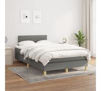 vidaXL Giroletto a Molle con Materasso Grigio Scuro 120x200 cm Tessuto