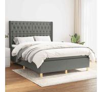 vidaXL Giroletto a Molle con Materasso Grigio Scuro 140x200cm Tessuto