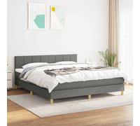 vidaXL Giroletto a Molle con Materasso Grigio Scuro 160x200 cm Tessuto