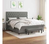 vidaXL Giroletto a Molle con Materasso Grigio Scuro 160x200 cm Tessuto