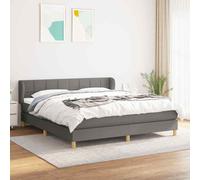 vidaXL Giroletto a Molle con Materasso Grigio Scuro 160x200 cm Tessuto