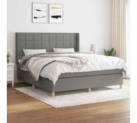 vidaXL Giroletto a Molle con Materasso Grigio Scuro 160x200 cm Tessuto