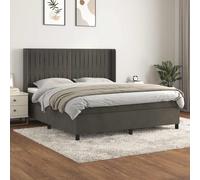 vidaXL Giroletto a Molle con Materasso Grigio Scuro 160x200 cm Velluto