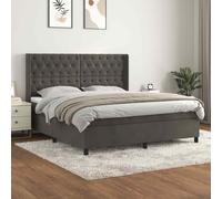 VIDAXL - Giroletto A Molle Con Materasso Grigio Scuro 160x200 Cm Velluto - SPEDIZIONE GRATUITA