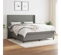 vidaXL Giroletto a Molle con Materasso Grigio Scuro 180x200 cm Tessuto