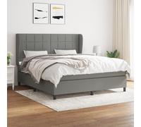 vidaXL Giroletto a Molle con Materasso Grigio Scuro 180x200 cm Tessuto