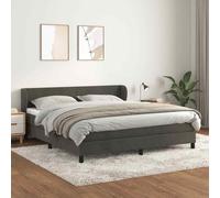 vidaXL Giroletto a Molle con Materasso Grigio Scuro 180x200 cm Velluto