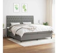 vidaXL Giroletto a Molle con Materasso Grigio Scuro 200x200 cm Tessuto