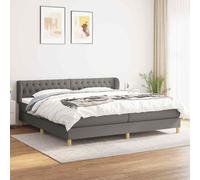 vidaXL Giroletto a Molle con Materasso Grigio Scuro 200x200 cm Tessuto