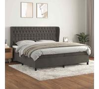 vidaXL Giroletto a Molle con Materasso Grigio Scuro 200x200 cm Velluto