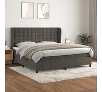 vidaXL Giroletto a Molle con Materasso Grigio Scuro 200x200 cm Velluto