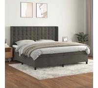 Giroletto a molle con materasso grigio scuro 200x200 cm velluto