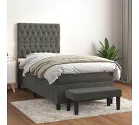 vidaXL Giroletto a Molle con Materasso Grigio Scuro 80x200 cm Velluto