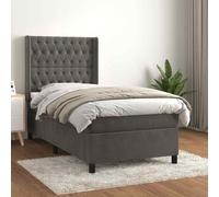 vidaXL Giroletto a Molle con Materasso Grigio Scuro 80x200 cm Velluto