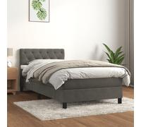 vidaXL Giroletto a Molle con Materasso Grigio Scuro 80x200 cm Velluto