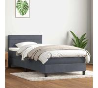Giroletto a Molle con Materasso Grigio Scuro 80x210 cm Velluto