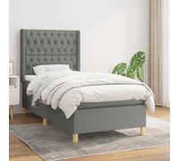 vidaXL Giroletto a Molle con Materasso Grigio Scuro 90x190 cm Tessuto