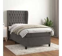 vidaXL Giroletto a Molle con Materasso Grigio Scuro 90x190 cm Velluto