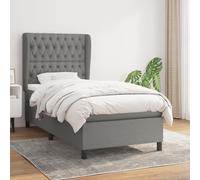 vidaXL Giroletto a Molle con Materasso Grigio Scuro 90x200 cm Tessuto