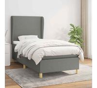 vidaXL Giroletto a Molle con Materasso Grigio Scuro 90x200 cm Tessuto