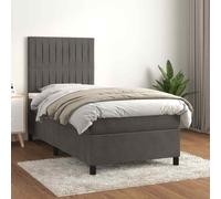 vidaXL Giroletto a Molle con Materasso Grigio Scuro 90x200 cm Velluto