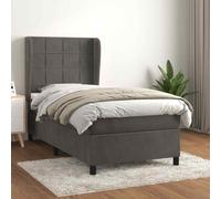 vidaXL Giroletto a Molle con Materasso Grigio Scuro 90x200 cm Velluto