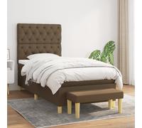 vidaXL Giroletto a Molle con Materasso Marrone Scuro 80x200 cm Tessuto