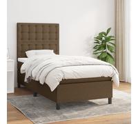 vidaXL Giroletto a Molle con Materasso Marrone Scuro 80x200 cm Tessuto