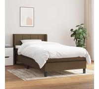 vidaXL Giroletto a Molle con Materasso Marrone Scuro 90x200 cm Tessuto