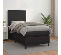 vidaXL Giroletto a Molle con Materasso Nero 100x200 cm in Similpelle
