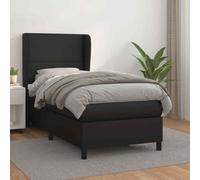 vidaXL Giroletto a Molle con Materasso Nero 100x200 cm in Similpelle