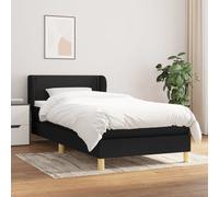 vidaXL Giroletto a Molle con Materasso Nero 100x200 cm in Tessuto