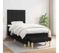 vidaXL Giroletto a Molle con Materasso Nero 100x200 cm in Tessuto