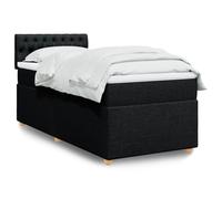 vidaXL Giroletto a Molle con Materasso Nero 100x200 cm in Tessuto