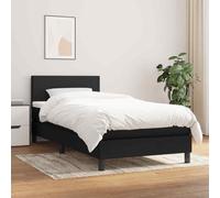 vidaXL Giroletto a Molle con Materasso Nero 100x200 cm in Tessuto